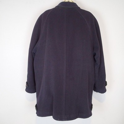 rare vtg burberrys navy blue coat wool cashmere blend zip buttons