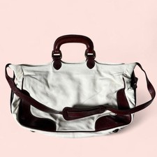 2006 Fendi Borsa Two Way Leather Satchel Bag Ivory  Brown