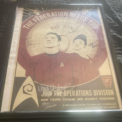 Star Trek Operations Division Signed Poster Multiple Cast Autographs