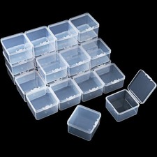 36 Pieces Small Clear Plastic Beads Storage Containers with Hinged Lid, Stora...