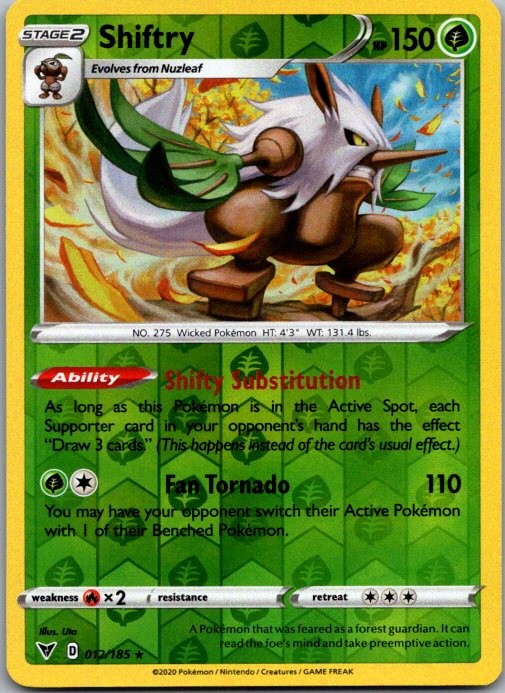 Shiftry 012/185 Rare Vivid Voltage Pokemon Reverse Holo Near Mint