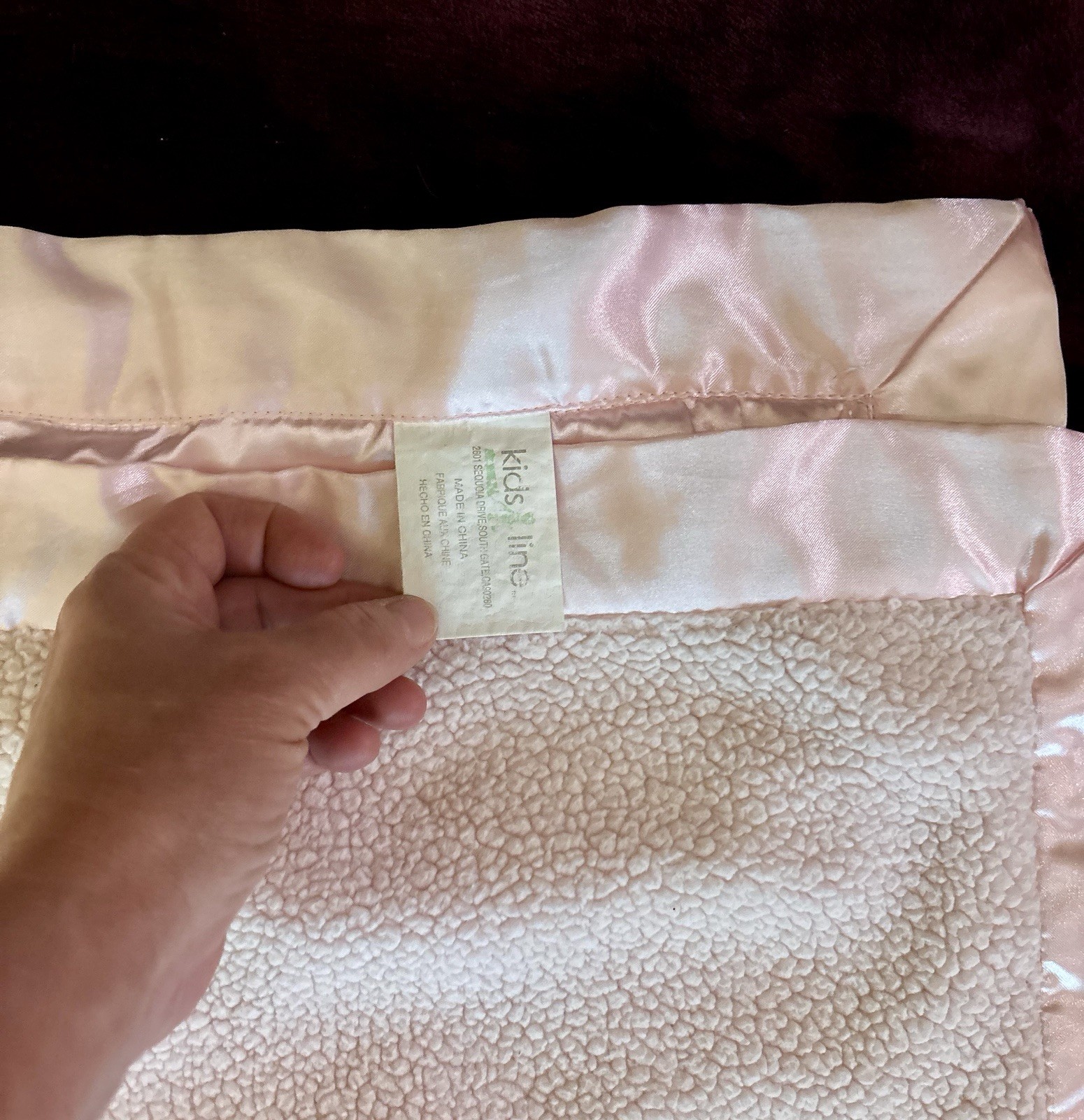 Kids Line Pink Satin Trim Blanket with Gingham and Satin Butterflies