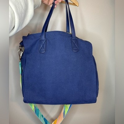 Erin Condren Navy Canvas Tote Bag w/ 2 Interchangeable Straps Crossbody