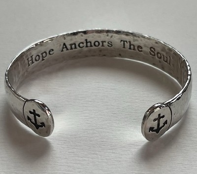 Pink Pineapple Sterling Silver Nautical Cuff Bracelet  Hope Anchors The Soul 