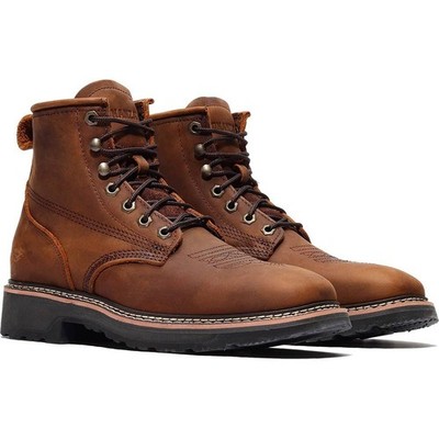 Bonanza Rancher Grit 6 '' Verrückt Braune Quadratische Zehe Lacer Stiefel