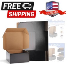6 Pack 8x8x4 Shipping Boxes, Black Corrugated Cardboard Boxes for Packaging S...