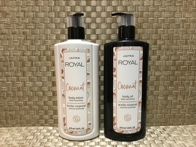 jafra body lotion and body oil coconut set of 2   16 Oz each