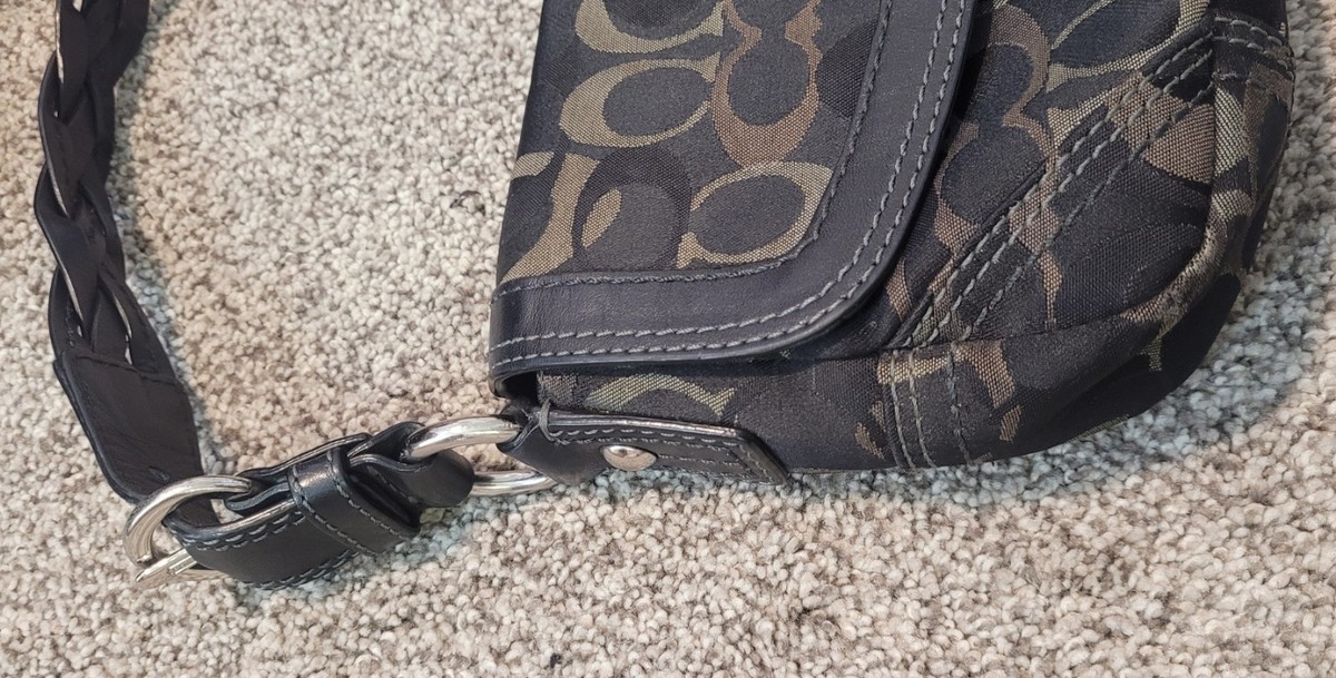 Vintage Y2K Coach Soho Flap Bag #10992 – Black/Grey- Braided Strap