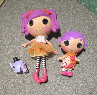 Lalaloopsy peanut bigtop and Squirt little top dolls with pet
