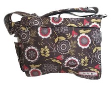 JU-JU-BE Messenger Style Diaper Bag Lotus Lullaby Print Brown Floral Unisex