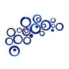 24 Pieces Acrylic Circle Mirror Wall Stickers, Removable DIY Self Adhesive Blue