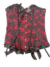 Red Black Lace Corset Bustier Top Gothic Size S Burlesque Victorian Coquette