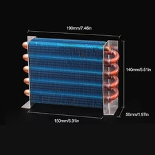 Condenser 190*140*50MM Air/Water-cooled Aluminum-Cu Fin-Tube Heat Exchanger