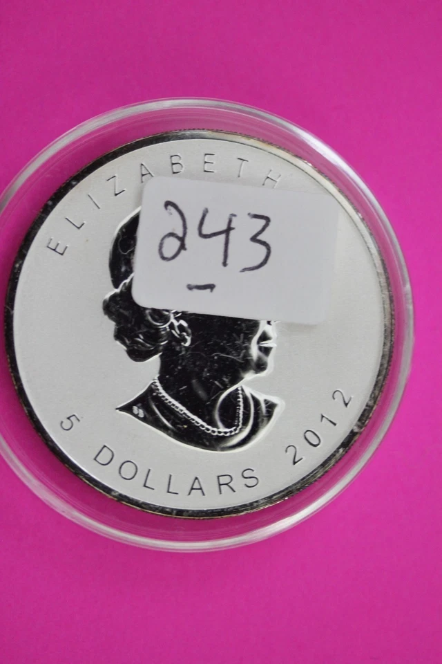 2012 Reverse Proof Maple Leaf Canada 5 Dollars Silver 1 OZ Mint Capsule C243 - Image 3 of 3