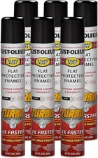 Black, Rust-Oleum Stops Rust Flat Turbo Spray Paint-376298, 24 oz, 6 Pack