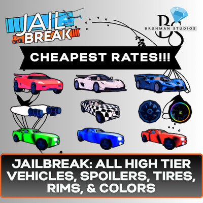 ONLINE   | Jailbreak | All Vehicle Car Spoiler Rim Color Texture -- CLEAN+DUPE