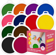 12 Pc Large Ink Pads for Kids - Washable Ink Pads for Kids - Hand/Handprint/Foot