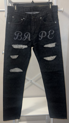 BAPE A Bathing Ape Rare Vintage BAPE Denim Jeans Streetwear Black S NEW