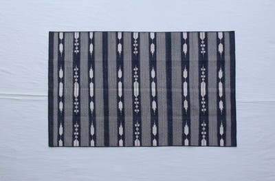 Handwoven Cotton Rug Blue White Striped Kilim Reversible Flatweave Multi Size