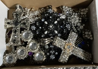 Vintage/now Religious Rhinestones Crosses Lot Of 36. 1 Pound.
