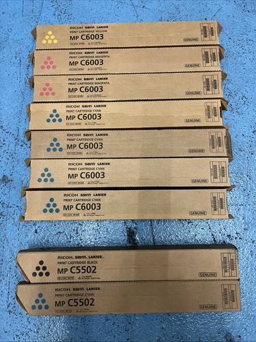 MIXED LOT 9 - GENUINE RICOH MP C6003 C5505 YELLOW, MAGENTA, CYAN, BLACK - NEW - 第 1/1 張圖片