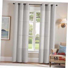 Grey Linen Textured 38"W x 84"L Pack of 2 Grommet Heathered Light Grey