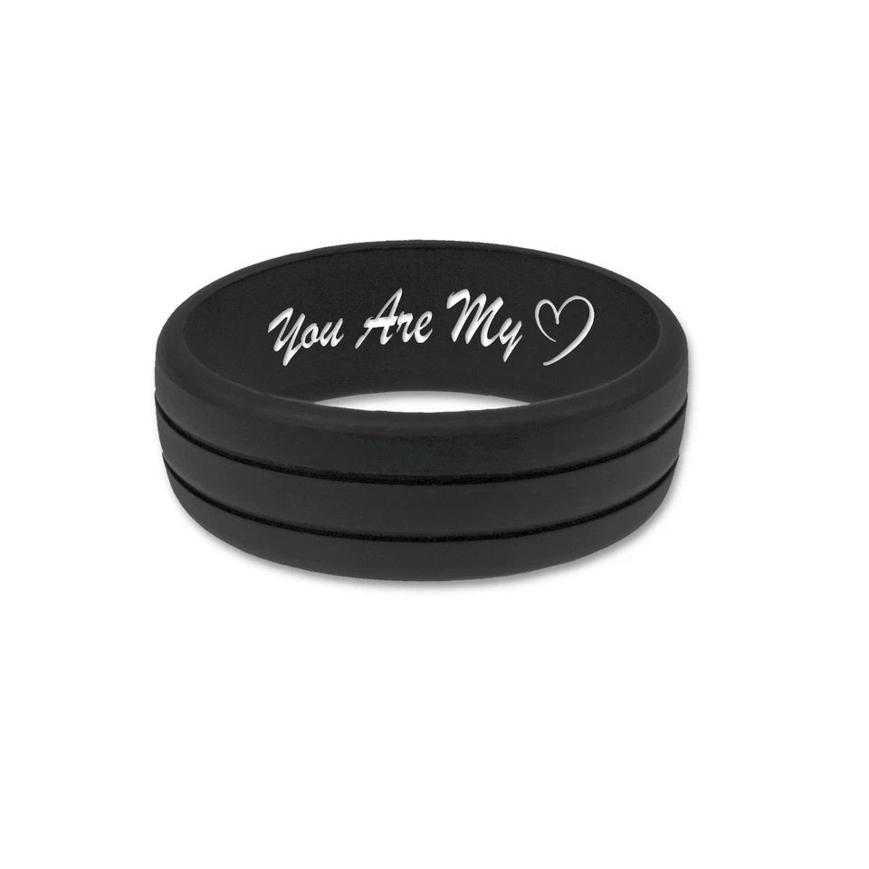 Alianza de boda de silicona personalizada para hombre grabada personalizada por AERA RINGS Foto 2 de 4