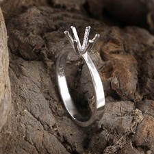 Semi Mount Ring Stone Setting Size 5X5 MM Round Shape 925 Sterling Silver Ring