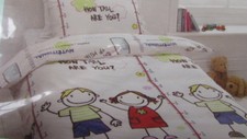 Children's Single Duvet Cover Set, Height Chart Print, Poly Cotton, Tesco