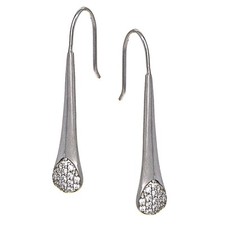 Sterling Silver Cubic Zirconia Elongated Teardrop Hook Earrings
