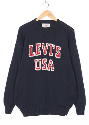 Maglione girocollo LEVI'S USA vintage maglia grossa cotone