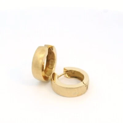 Damenohrringe, Creolen aus Gelbgold gebürstet Gelbgold 750 18 KT - Bild 1 von 3