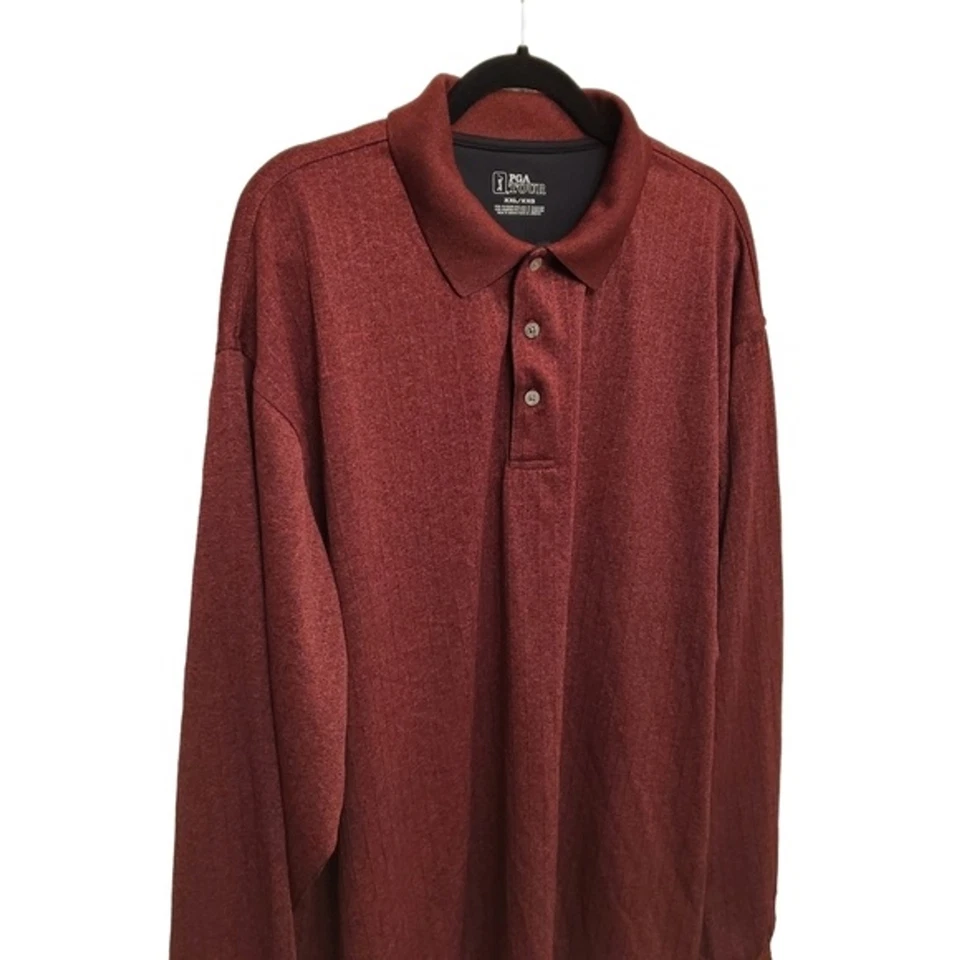Camisas de golf PGA Tour XXL rojas marrones manga larga con cuello Foto 3 de 4