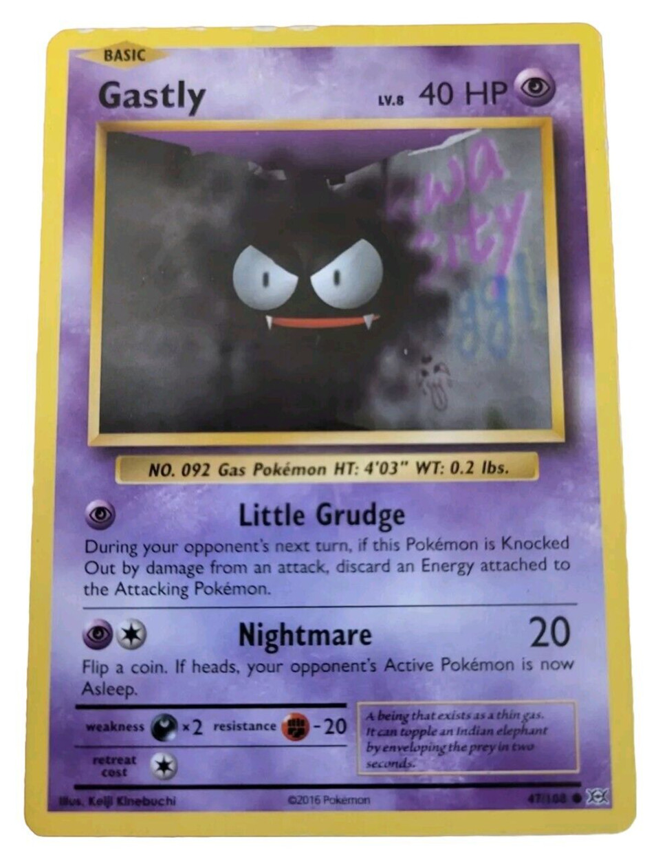 Gastly 47/108 - Pokemon TCG Evolutions (2016) Trading Card (A3