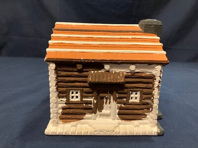 Vintage Christmas Log Cabin Porcelain Figurine