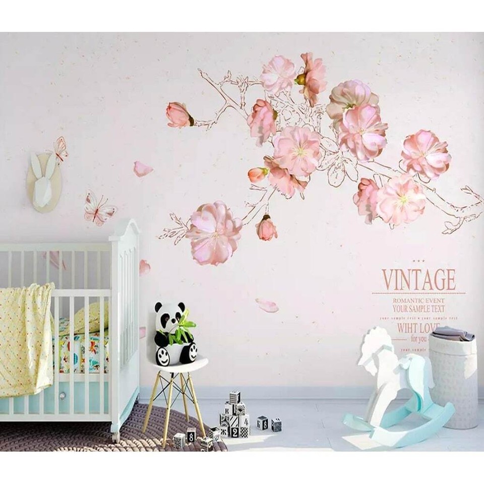 Floral Vintage Peony Flowers Removable Wallpaper Pink H114" x W204" eBay