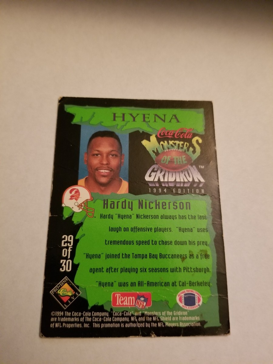 VINTAGE Coke Monsters of the Gridiron #29 Hardy Nickerson Hyena /w