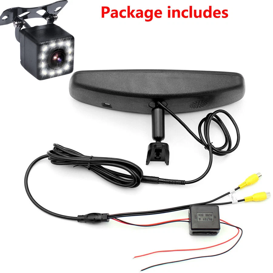 Monitor de espejo retrovisor de coche de 4,3" con atenuación automática de 12 V + Kit de cámara de visión trasera HD de 12 LED Foto 4 de 4