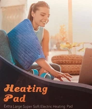 XL SuperSoft Electric Heating Pad GRAY  33 x 17 + Pain Relief + Timer