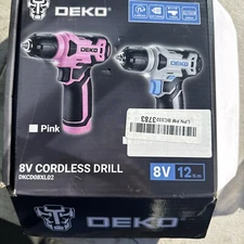 DEKO 8V Cordless Drill Set, Power Drill MISSING CHARGING CABLE AND BIT EXTENDER 