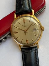 Vintage RARE SOVIET Men POLJOT 17 JEWELS Wrist Watch GOLD PLATED AU 20 1 MCHZE