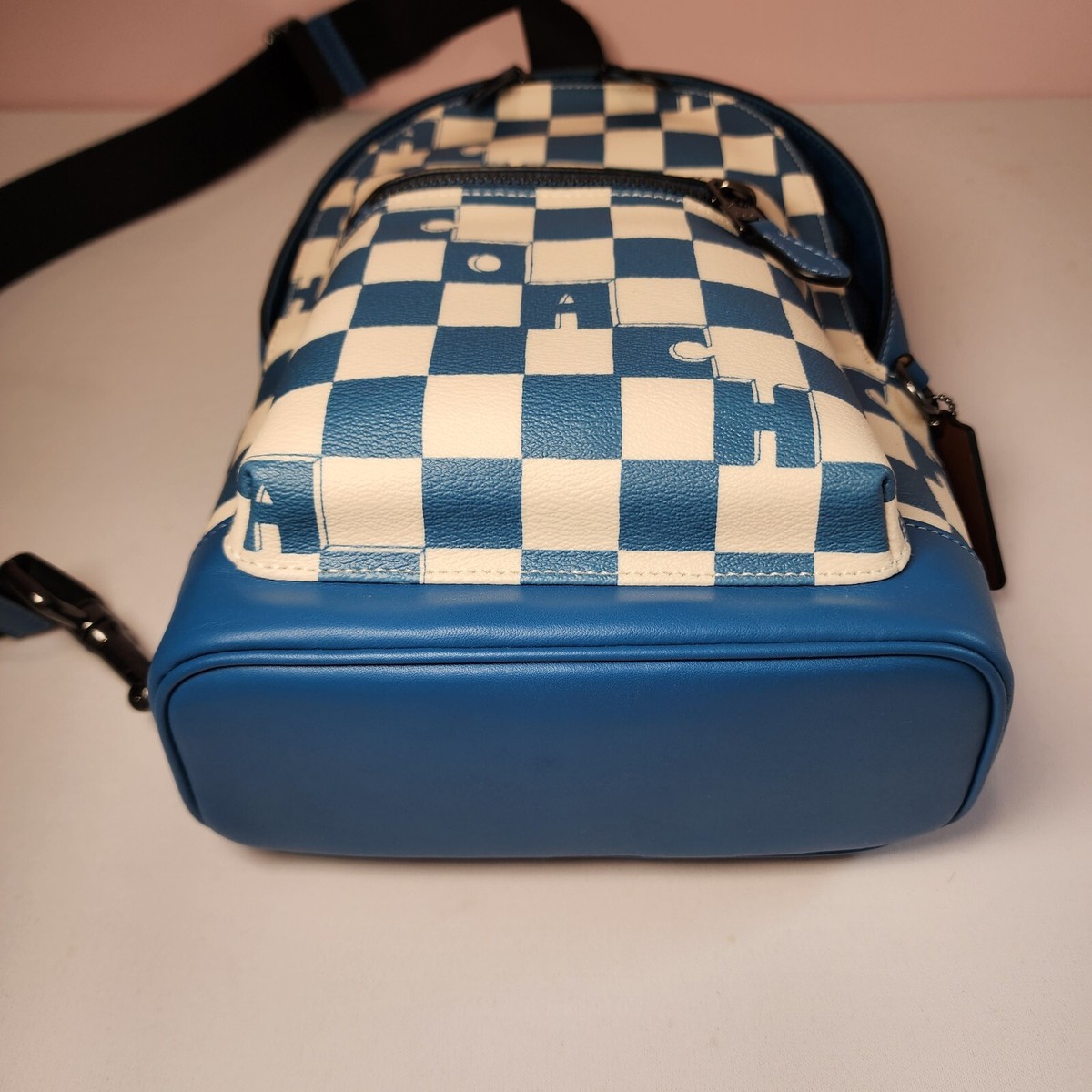 NWT Coach CR294 West Pack Checkerboard Blue Canvas Leather  display picture 1