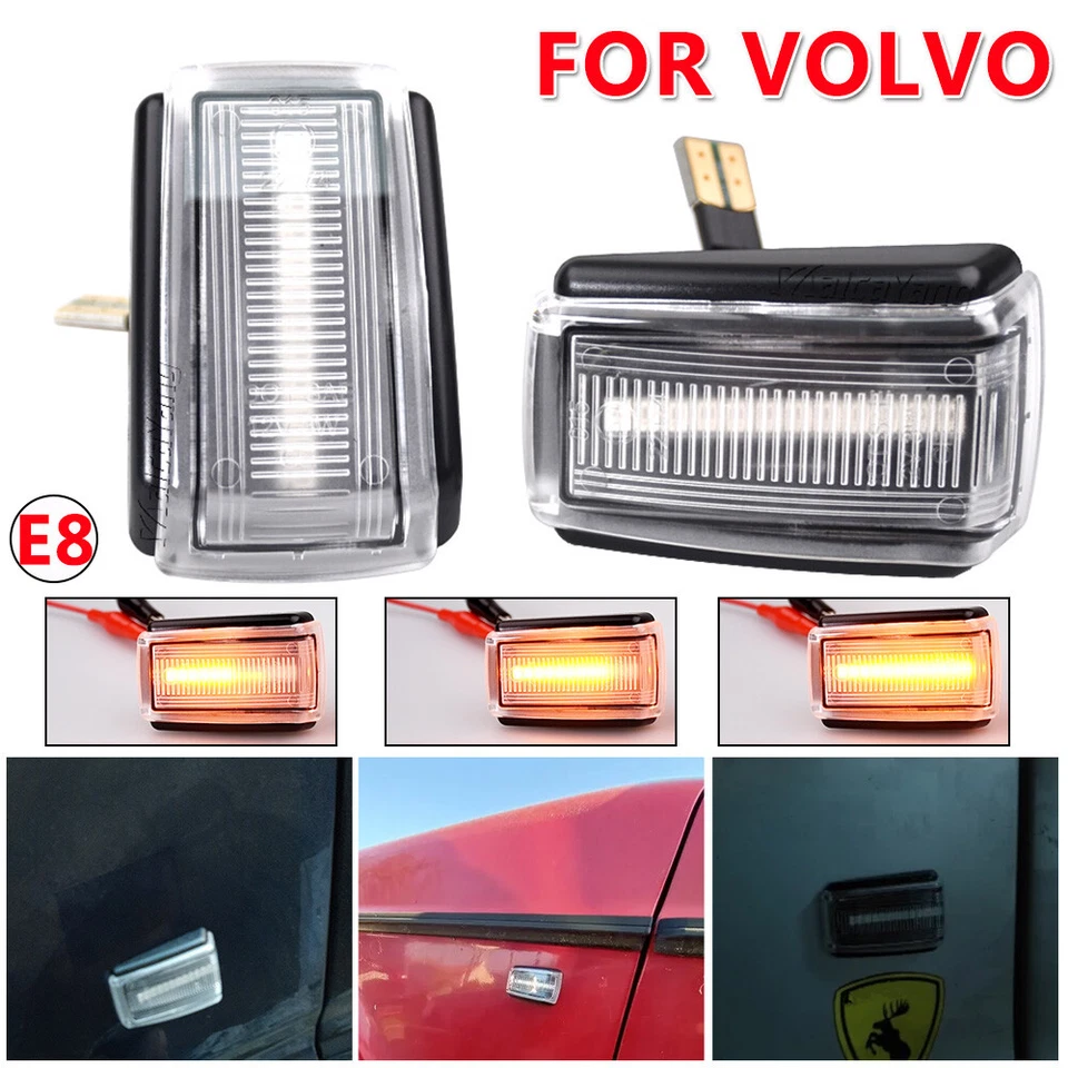 Clear For Volvo 780 03.1986 1987 1988 1989-12.1990 LED Dynamic Side Marker Light - Image 2 of 4