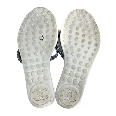 Chanel - CC Denim Sandals / Flip Flops - Blue, White - 37
