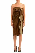 Gianfranco Ferre COUTURE SILK Brown Off-Shoulder Women's Sheath Dress US M IT 42