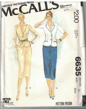 6635 UNCUT McCalls Sewing Pattern Misses Lined Semi Fitted Jacket Skirt Vintage