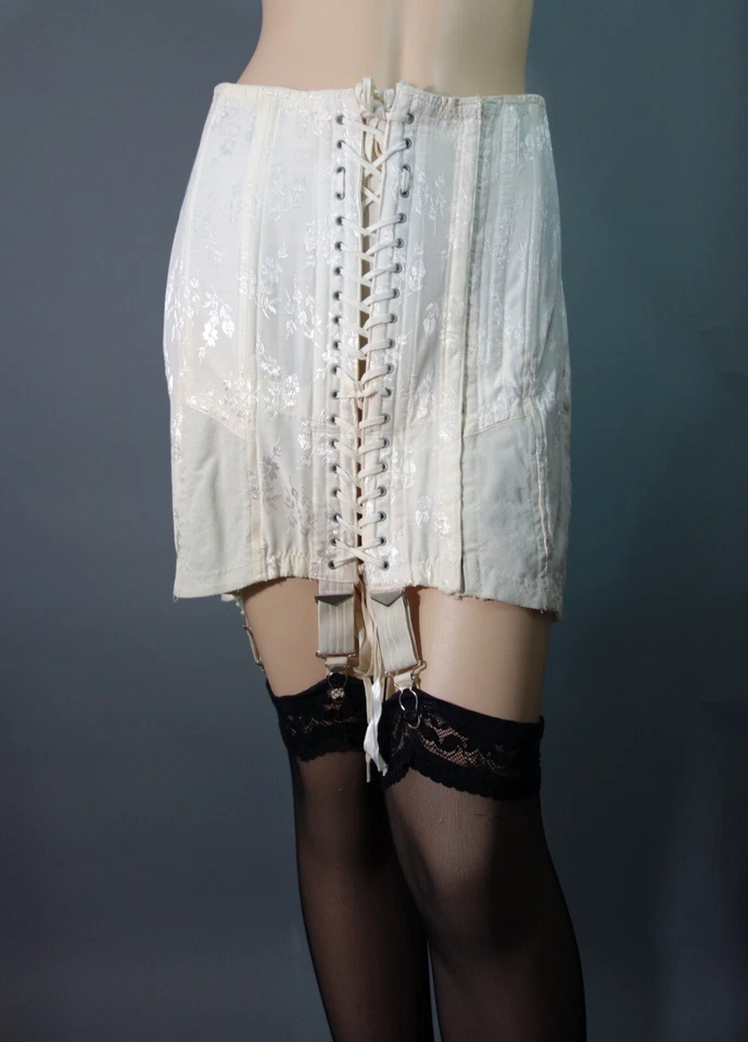 Corsé/faja brocado vintage~años 50~SPIRELLA~ cintura alta 34-38 frente ajustado Foto 3 de 4