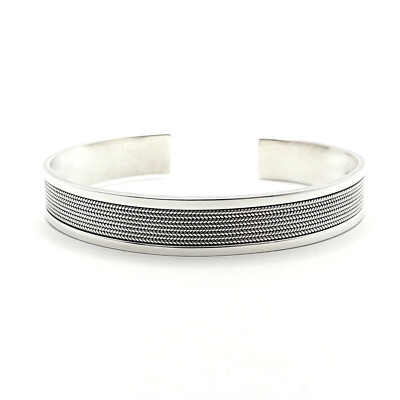 Sterling Silber flach Weizen Manschette Armband Reifenprofil 24gr längenverstellbar