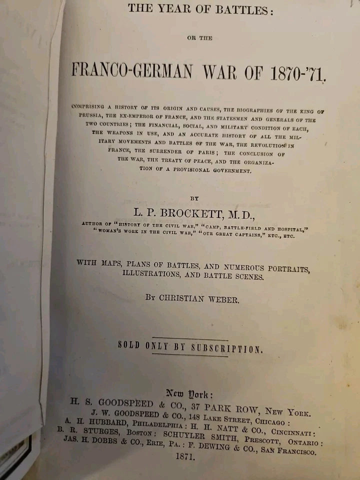 1871 The Year of Battles FRANCO GERMAN WAR of 1870  Brockett w/original Map Fold - Image 4 of 4