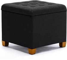 Ottoman Storage Square Box Pouffe Seat Stool Home Chair Foot stool Bench LINEN